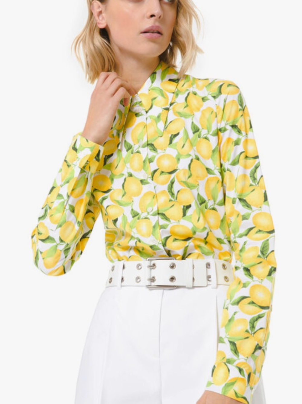 Michael Kors Collection Lemon Print Cotton Button Down! Size 2 $590